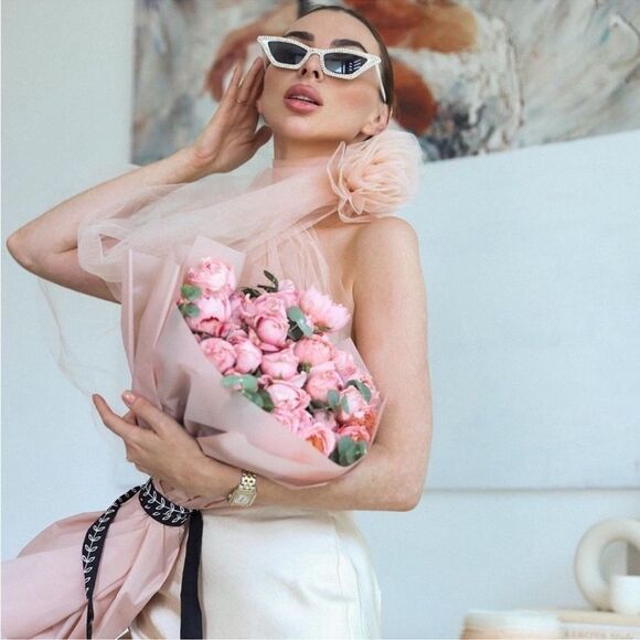 Mango knit tulle floral top NWT - Picture 3 of 8